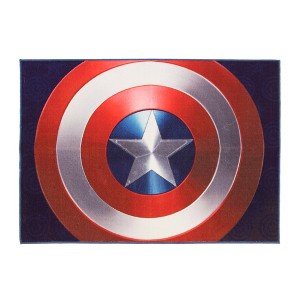 Captain America Shield 54"x78" Area Kids' Rug Blue: Marvel Kids Bedroom Decor, Avengers Tufted Low Pile Rug - 1 of 3