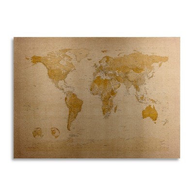 Trademark Fine Art - Michael Tompsett 'Antique World Map' Floating Brushed Aluminum Art