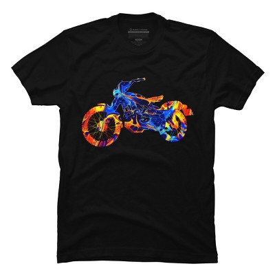 Men's Design By Humans MOTOCROSS COLORFUL MIX NEON PAINT By punsalan T-Shirt