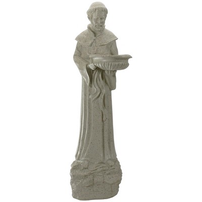 Northlight 23.5" Speckled Ivory St. Francis of Assisi Religious Bird Feeder Outdoor Garden Statue