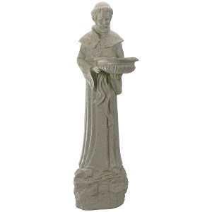 Northlight 23.5" Speckled Ivory St. Francis of Assisi Religious Bird Feeder Outdoor Garden Statue - 1 of 4