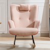 35.5-inch rocking chair, cotton and linen cushioned gliding chair with high backrest armrests, living room and bedroom - 3 of 4
