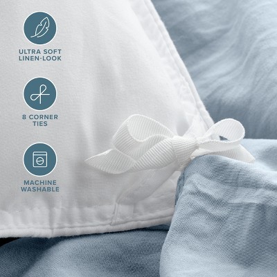Dusty Blue Ultra-Soft Microfiber Queen Duvet Cover Set