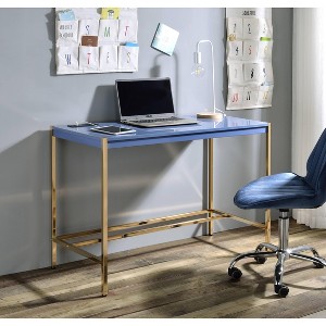 NicBex Home Office Desk 42.5" Modern Writing Desk with 4 Ports, Wooden Desktop and Gold Metal Legs for Office, Study, Living Room - 1 of 4