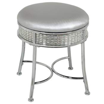 18" Venice Metal Backless Vanity Stool with Faux Diamond Band Silver - Hillsdale Furniture