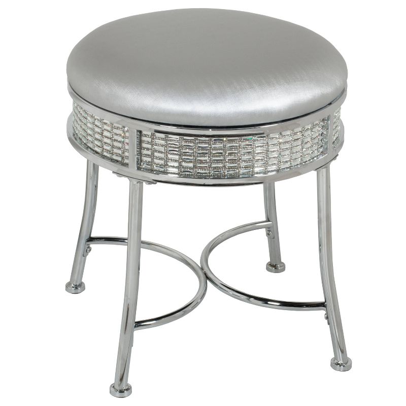 18&#34; Venice Metal Backless Vanity Stool with Faux Diamond Band Silver - Hillsdale Furniture, 1 of 9