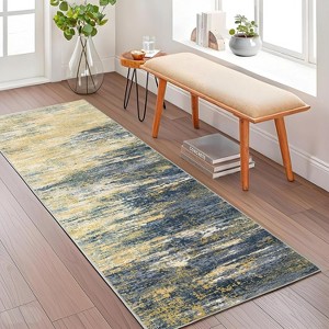 Washable Runner Rug  Entryway Runner Rug Non Slip Low Pile Hallway Runners Indoor Soft  Abstract Throw Rugs for Entrance  Bedroom - 1 of 4