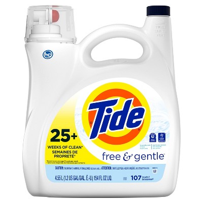 Tide High Efficiency Liquid Laundry Detergent - Free & Gentle - 154 fl oz 