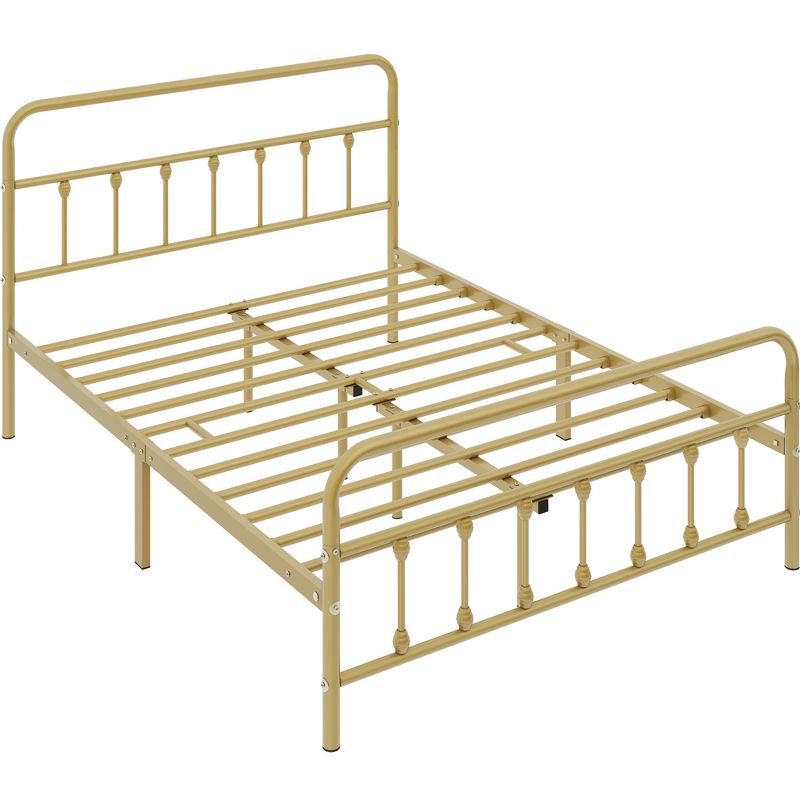 Yaheetech Iron Platform Bed Frame with High Headboard and Footboard, 1 of 9