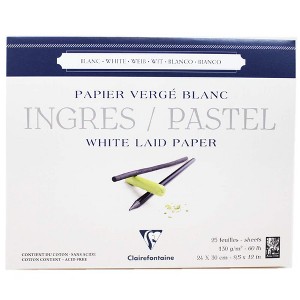 Clairefontaine White Ingres Pastel Paper 130g - Glued Pad - 25 Sheets - 9 1/2 x 12 - 1 of 4