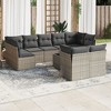 vidaXL 10 Piece Patio Sofa Set with Cushions Gray Poly Rattan - With Table - 2 of 4