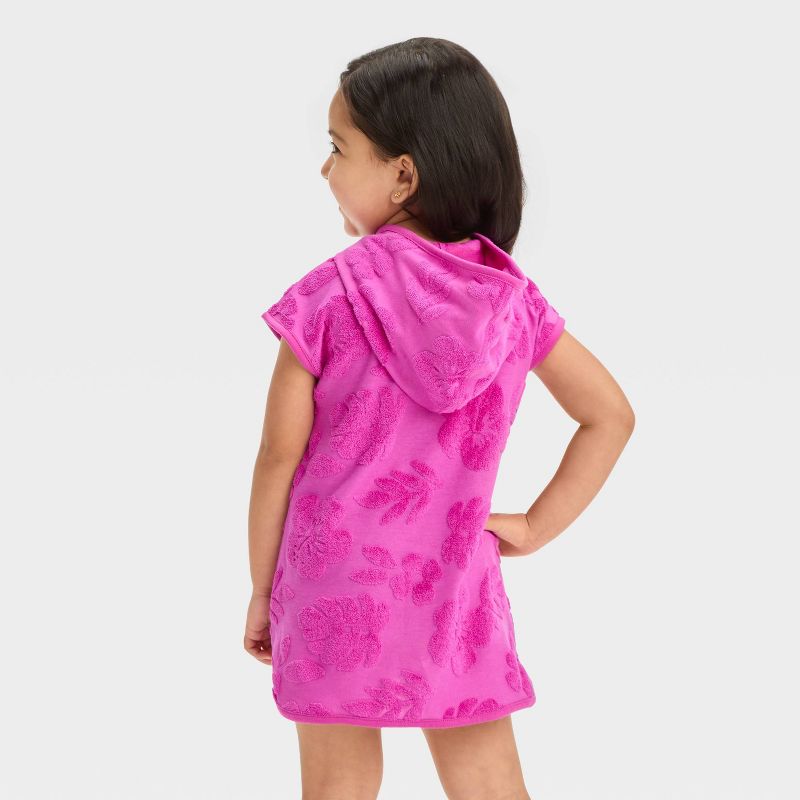 Toddler Girls' Towel Terry Hibiscus Printed Hooded Cover Up Top - Cat & Jack™ Purple, 3 of 5