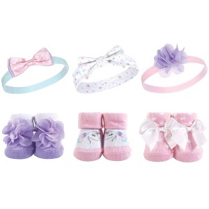 Hudson Baby Infant Girl Headband and Socks Giftset 6pc, Magical Unicorn, One Size - 1 of 2