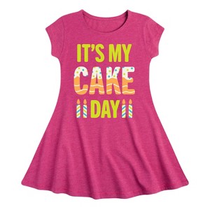Girls' - Instant Message - Its My Cake Day Fit & Flair Cap Sleeve Graphic Dress - 1 of 4