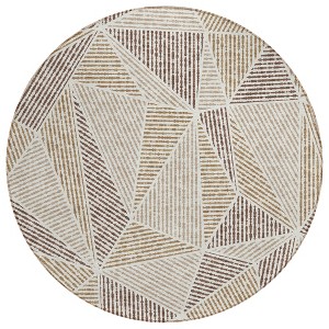 Brown Taupe And Beige Geometric Washable Indoor Outdoor Area Rug - 1 of 4