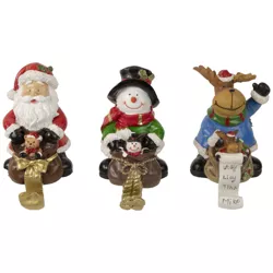 Northlight Set of 3 Santa, Snowman and Reindeer Christmas Stocking Holders 5.25"