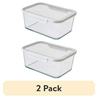 LunaLulinlk 14-Cup Rectangular Glass Food Storage Containers with Lids, 2-Pack