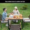 5-Piece Outdoor Patio Rattan Dining Set with Stackable Chairs, 35" Acacia Wood Table Top with Umbrella Hole - 2 of 4