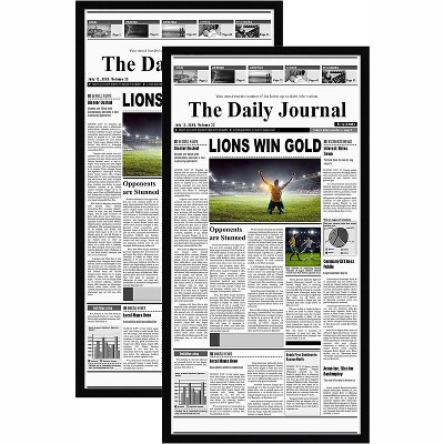 Americanflat 11x22 Newspaper Frame with plexiglass - Assorted Media Article Cover Frame - Available in a variety of Colors