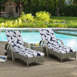 2 Pcs Set Indoor/Outdoor Chaise Lounge Chair Cushion Outdoor Furniture Cushion with Ties - 1 of 4