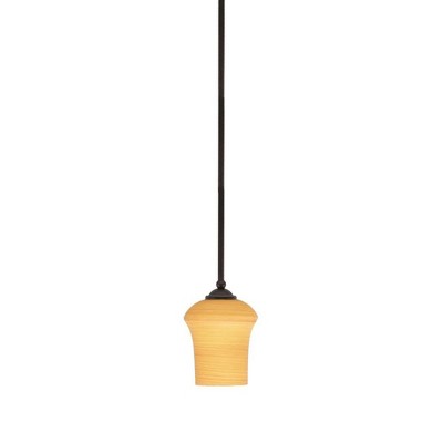 Toltec Lighting Zilo 1 - Light Pendant in  Dark Granite with 5.5" Zilo Cayenne Linen  Shade
