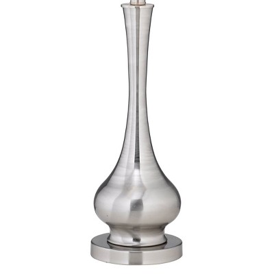 Brushed Nickel Gourd Table Lamp with White Fabric Shade