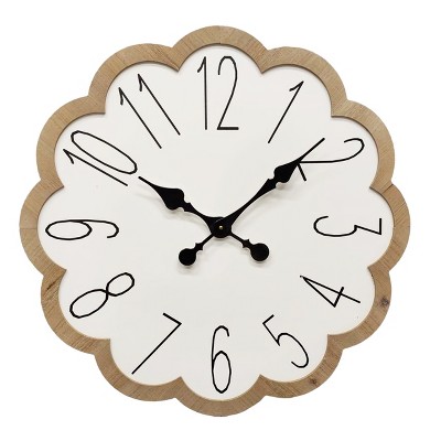 VIP Wood 24 in. White Scalloped Wall Clock