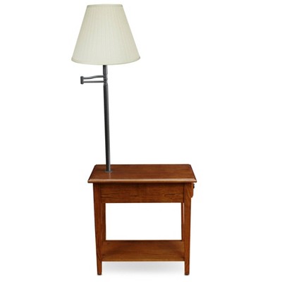 Medium Oak Rectangular Lamp Table with Storage Drawer