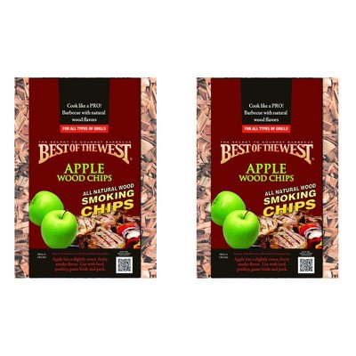Best of the West All Natural BBQ Sweet Apple Wood Smoking Chips for All Grill Types, 180 Cubic Inches (2 Pack)