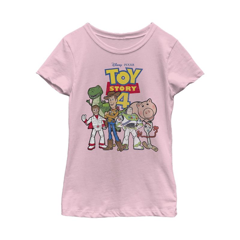 Girl's Toy Story Character Logo Party T-Shirt, 1 of 4