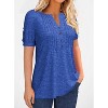 Imily Bela Women's Summer Pleated Button Short-Sleeve T-Shirt, Solid Color V-Neck Casual Top - 3 of 4