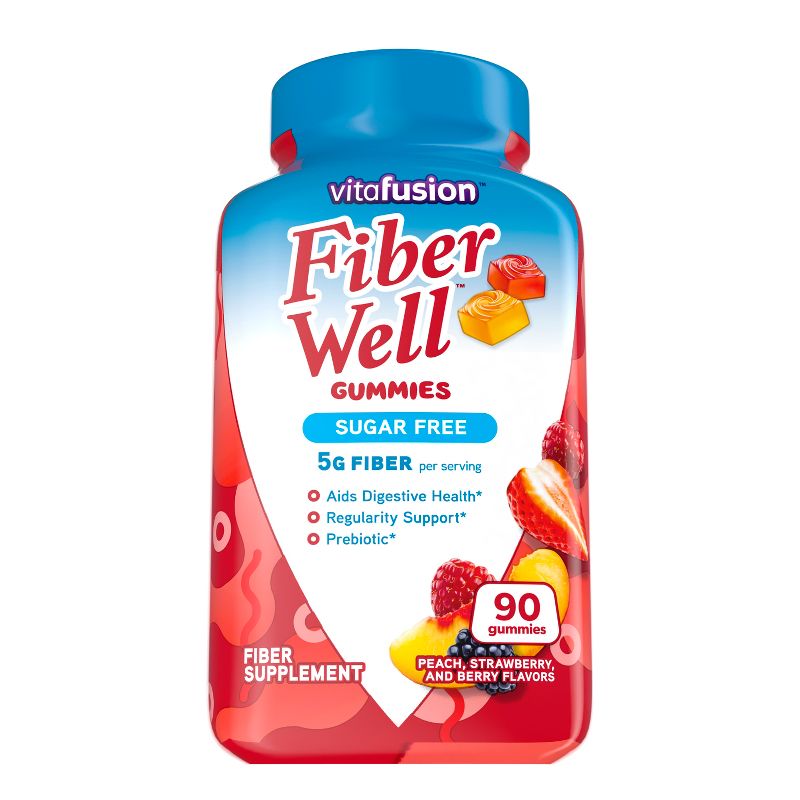 Vitafusion Fiber Well Sugar Free Fiber Gummy Supplement - Peach, Strawberry and Berry Flavored - 90ct, 1 of 13