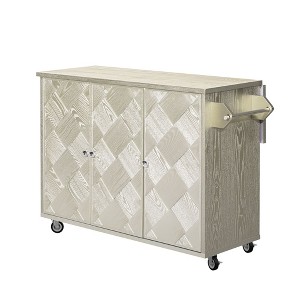 NicBex Rolling Kitchen Island Cart with Cabinets and Drop Leaf Countertop,Kitchen Island on Wheels with Towel Rack,Island Table for Kitchen,Champagne - 1 of 4