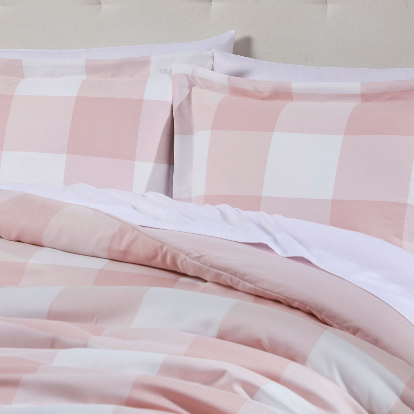 Sweet Home Collections Комплект постельного белья Sweet Home Collection Buffalo Plaid, 7 предметов, Queen, цвет: Пудровый — фото 2
