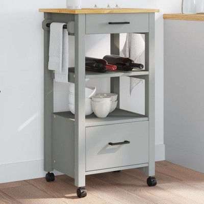 vidaXL Kitchen Trolley MONZA 18.9 in.x15.7 in.x35.4 in. Solid Wood Pine