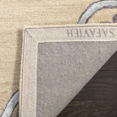 Beige & Blue Hand-Tufted Wool-Silk Blend 8' x 10' Rectangular Rug