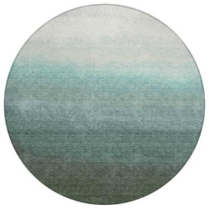 Pale Aqua And Gray Ombre Washable Indoor Outdoor Area Rug - 1 of 4