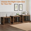 Rustic Brown Wooden Dog Kennel with Cushion – Heavy-Duty Double-Door Crate Furniture - 2 of 4