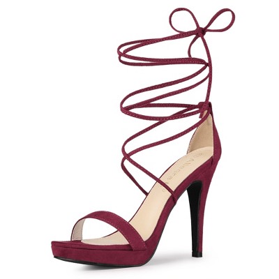 Allegra K Women's Platform Stiletto Heels Lace Up Sandals