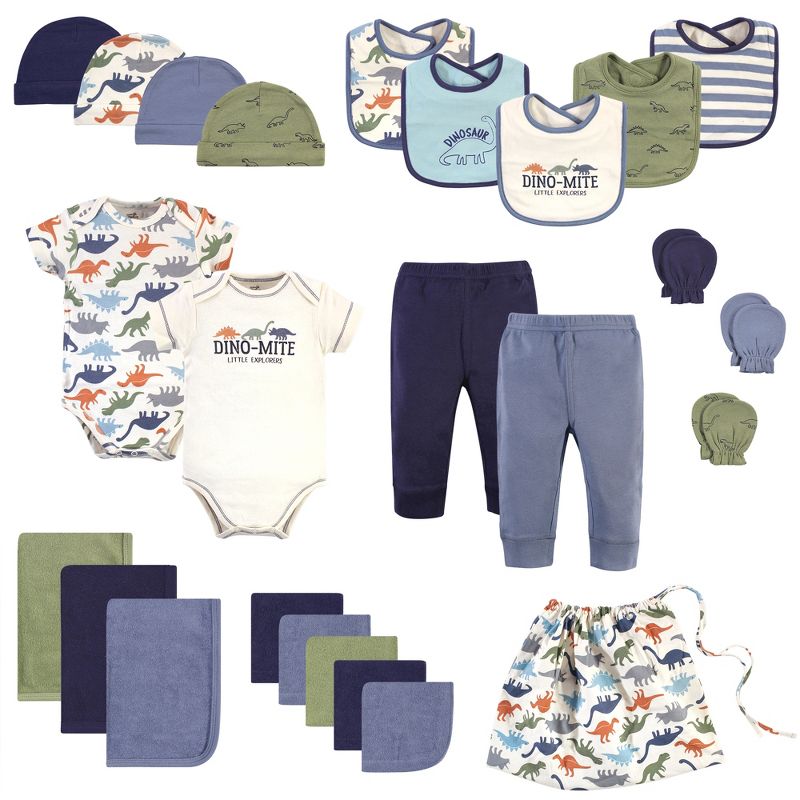 Touched by Nature Baby Boy Organic Cotton Layette Set and Giftset, Bold Dinosaurs, 0-6 Months, 1 of 11
