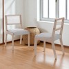 Set of 2 Farmhouse Wood Dining Chairs with Rattan Backrest and Padded Linen Seat, Rustic Accent Side Chairs for Dining Room or Kitchen - 2 of 4