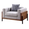 45" Pelton Chair Fabric/Walnut - Acme Furniture: Linen Upholstery, No Assembly, Wood Frame, Foam Cushions - 2 of 4