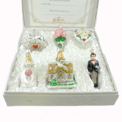 Old World Wedding Collection 4.25" Glass Ornament Set