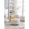 White Teddy Fabric Swivel Armchair Bucket Chair with Black Powder Coating - 4 of 4