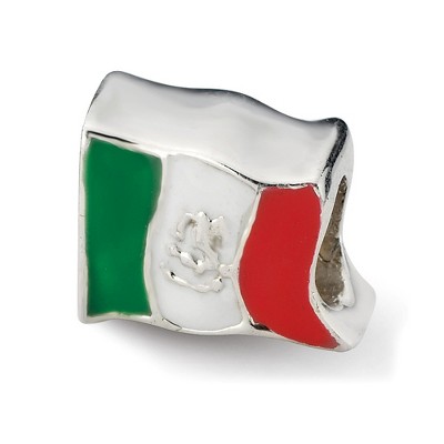Black Bow Jewelry Sterling Silver and Enamel Mexico Flag Bead Charm