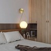 7.87 in. 1-Light Brass Gold Modern Wall Sconce with Milky Glass Shade - 3 of 4