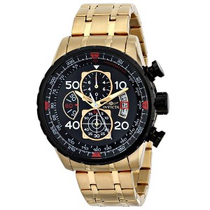 Invicta 17206 Men's Aviator Chronograph Black Dial Gold Plated Steel Bracelet Watch - 1 of 4