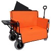 CAVINAS 3-in-1 Folding Wagon Cart with Bench Seat & Rear-Mounted Folding Tabletop,  Heavy Duty Cart with 9"x4" Beach Tires for Camping - 3 of 4