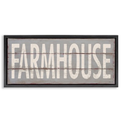 Stupell Industries Farmhouse Rustic Planked Design Black Framed Floater Canvas Wall Art