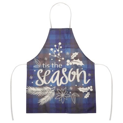 Unique Bargains Christmas Aprons Linen Dark Blue Black Beige White 21.65"x26.77" 1 Pcs